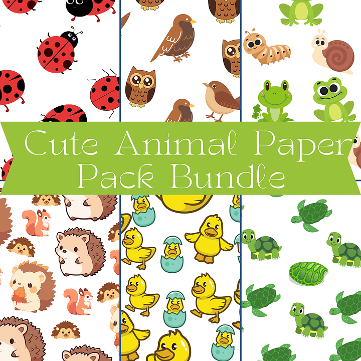 Cute Animal Paper Pack Bundle also Seamless product image (1)