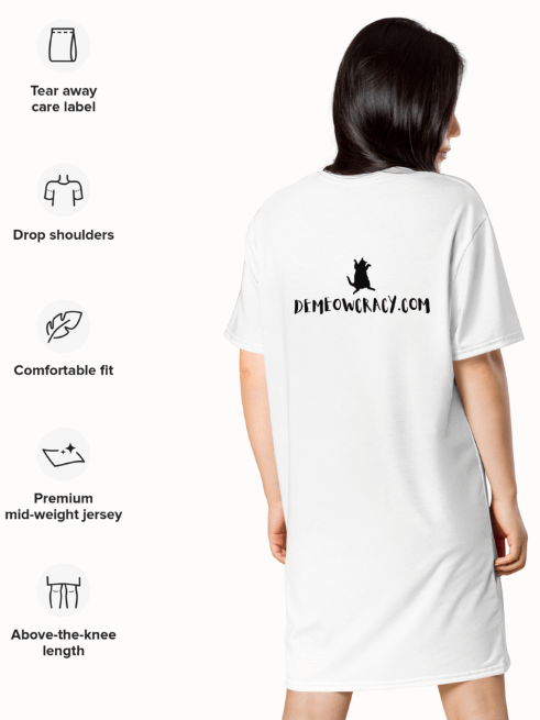 Dancing Demeowcracy Feline Black and White T-Shirt Dress product image (11)