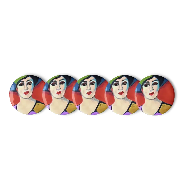 Donna with Hat Set of Pin Buttons product image (1)