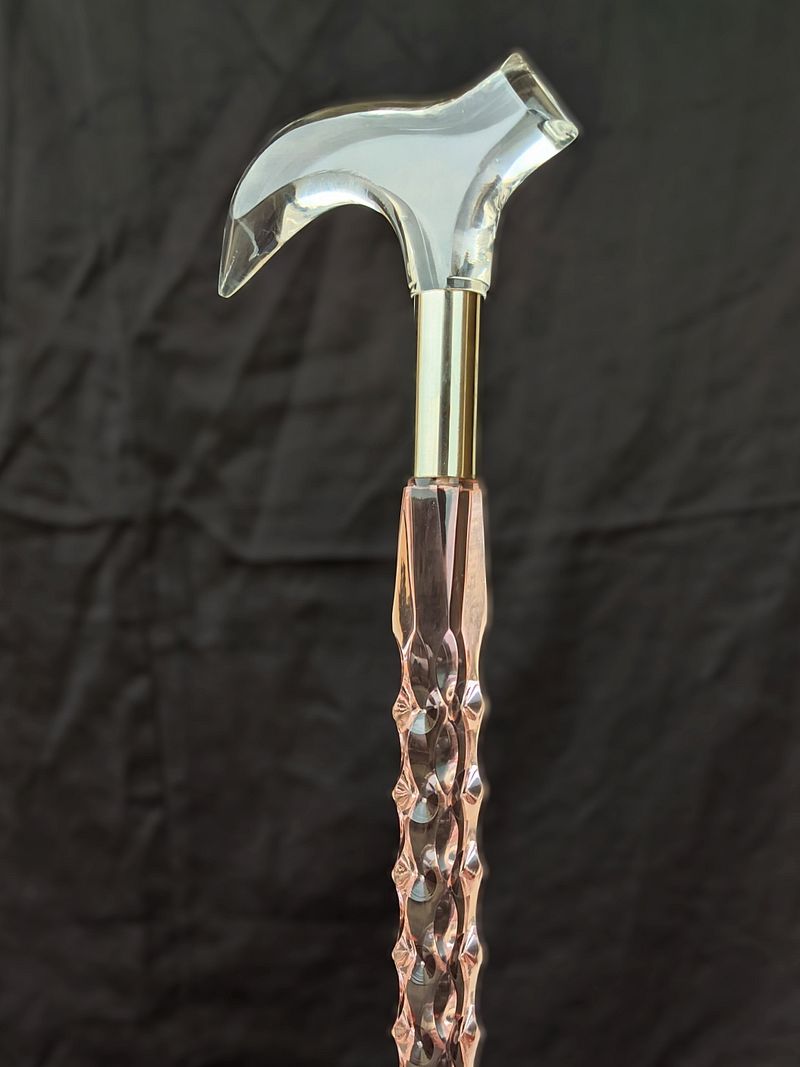 Red Diamond Transparent Acrylic Walking Stick – Elegance Redefined