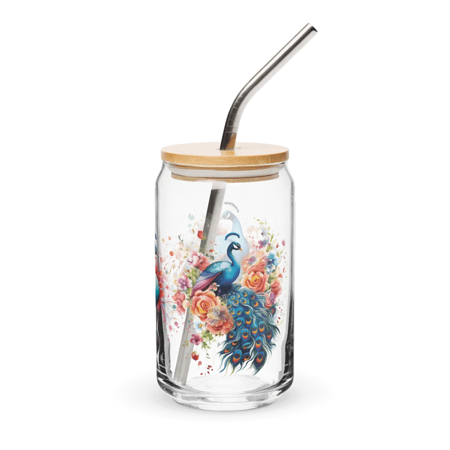 Peacock Paradise Glass Can Sipper product image (3)