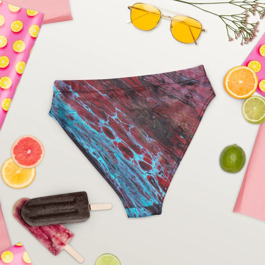 Crimson Tides - All-Over Print Recycled High Waisted Bikini Bottom product image (4)