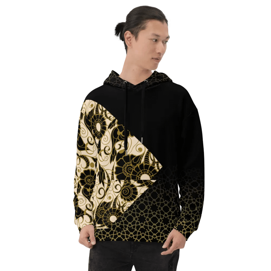 Black And Gold Patterned Hoodie product image (9)