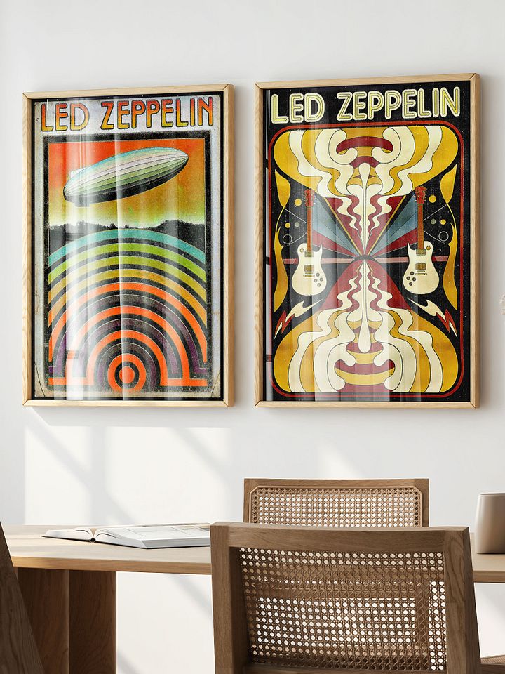 1970s Led Zeppelin Poster | Psychedelic Concert Rock Art Print Memorabilia | Iconic 70s Vintage Music Retro Wall Decor for Rock N Roll Fans product image (2)