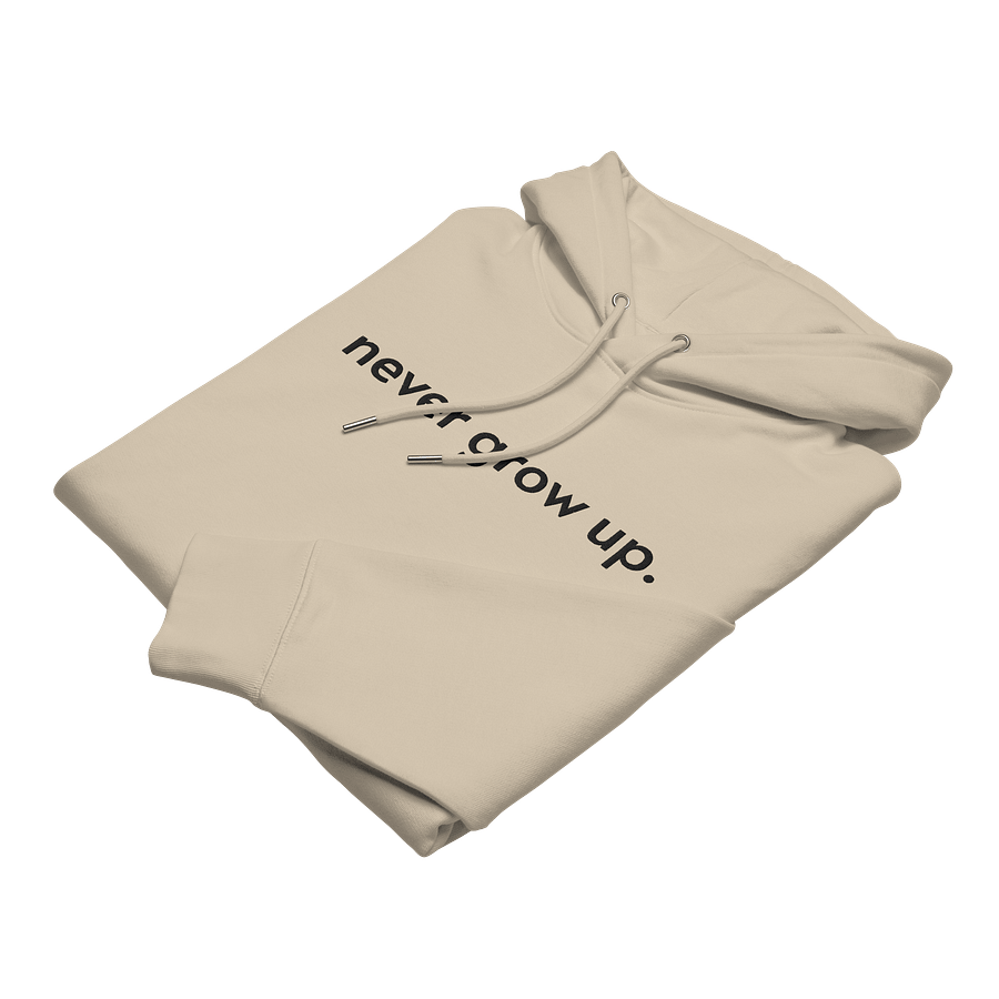 "never grow up." Embroidered Hoodie w/ black text - 100% Organic Cotton product image (7)