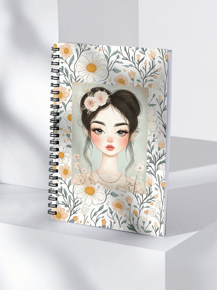 East-Asian inspired Floral Girl Spiral Notebook product image (2)