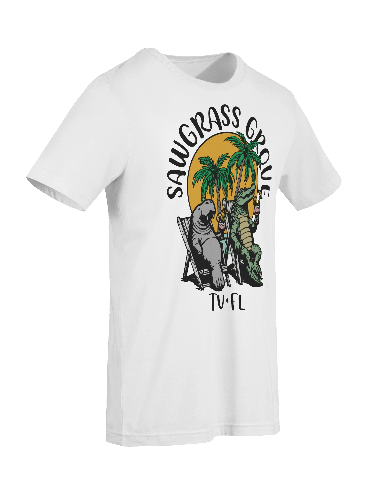Sawgrass Grove TV Florida USA Fun Manatee Alligator Design T-shirt product image (5)