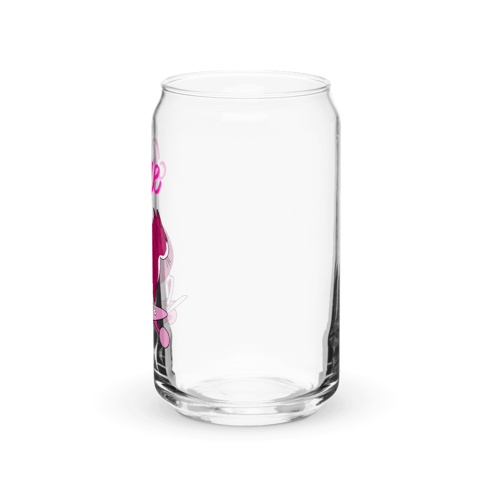 "Bye" Pink Skater Cat Can-Shaped Glass with or without Lid & Straw product image (3)