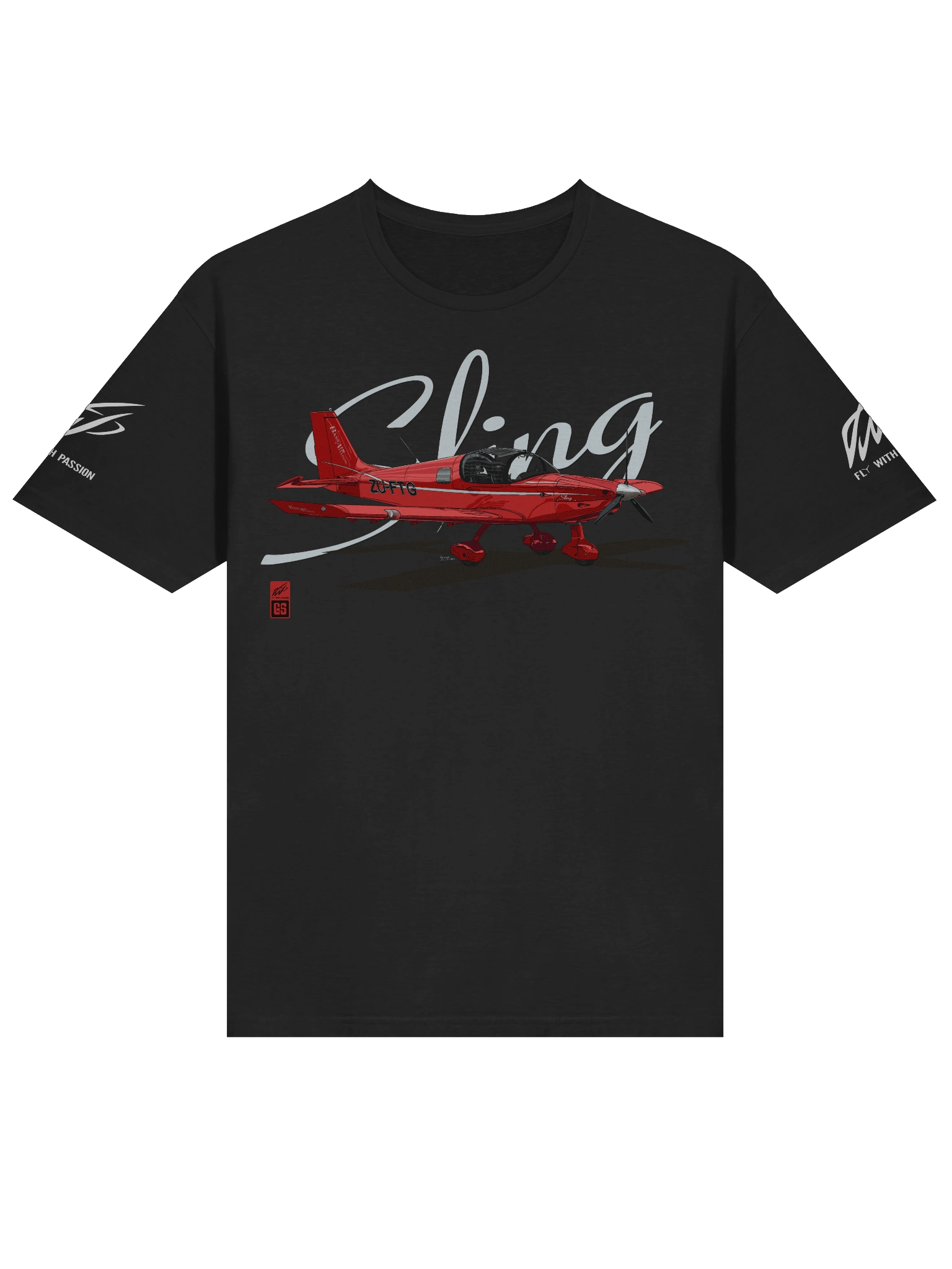 Sling 2 ZU-FTG Exceptional BLACK T-Shirt – Front & Sleeve Print – 1 product image (3)