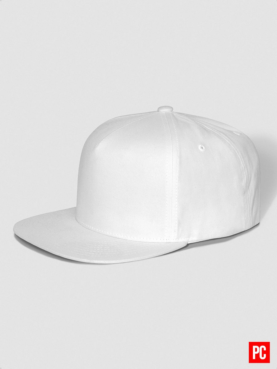 Plain Color White Cotton Twill Flat Snapback Cap product image (5)