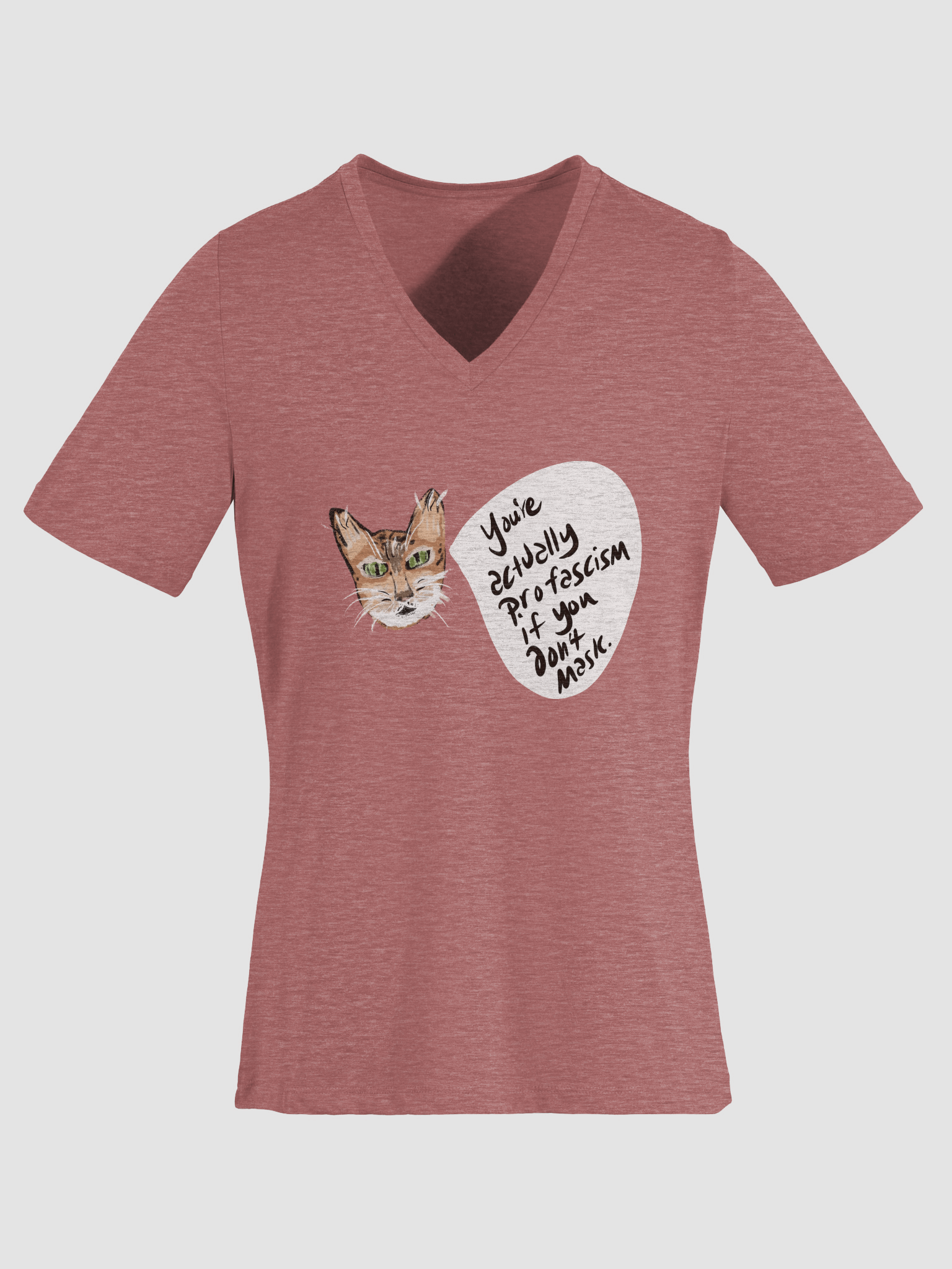 Kitty Mask Thoughts V-Neck tee product image (15)