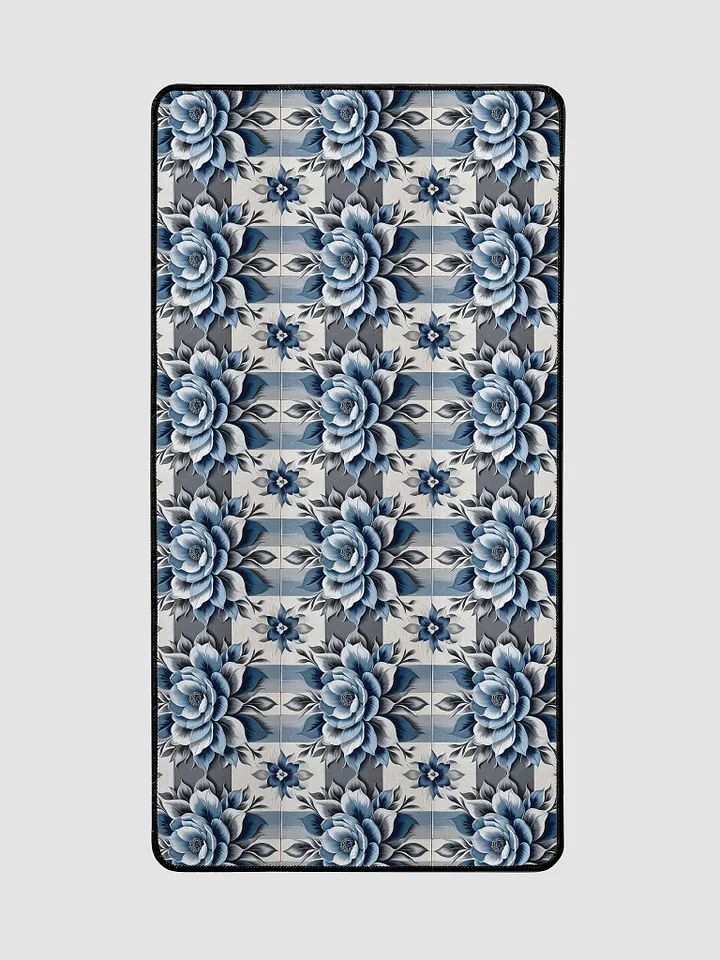 Desk Mat (31.5x15.5 inches) - Painted Tile Floral Pattern 2 in Shades of Blue product image (2)