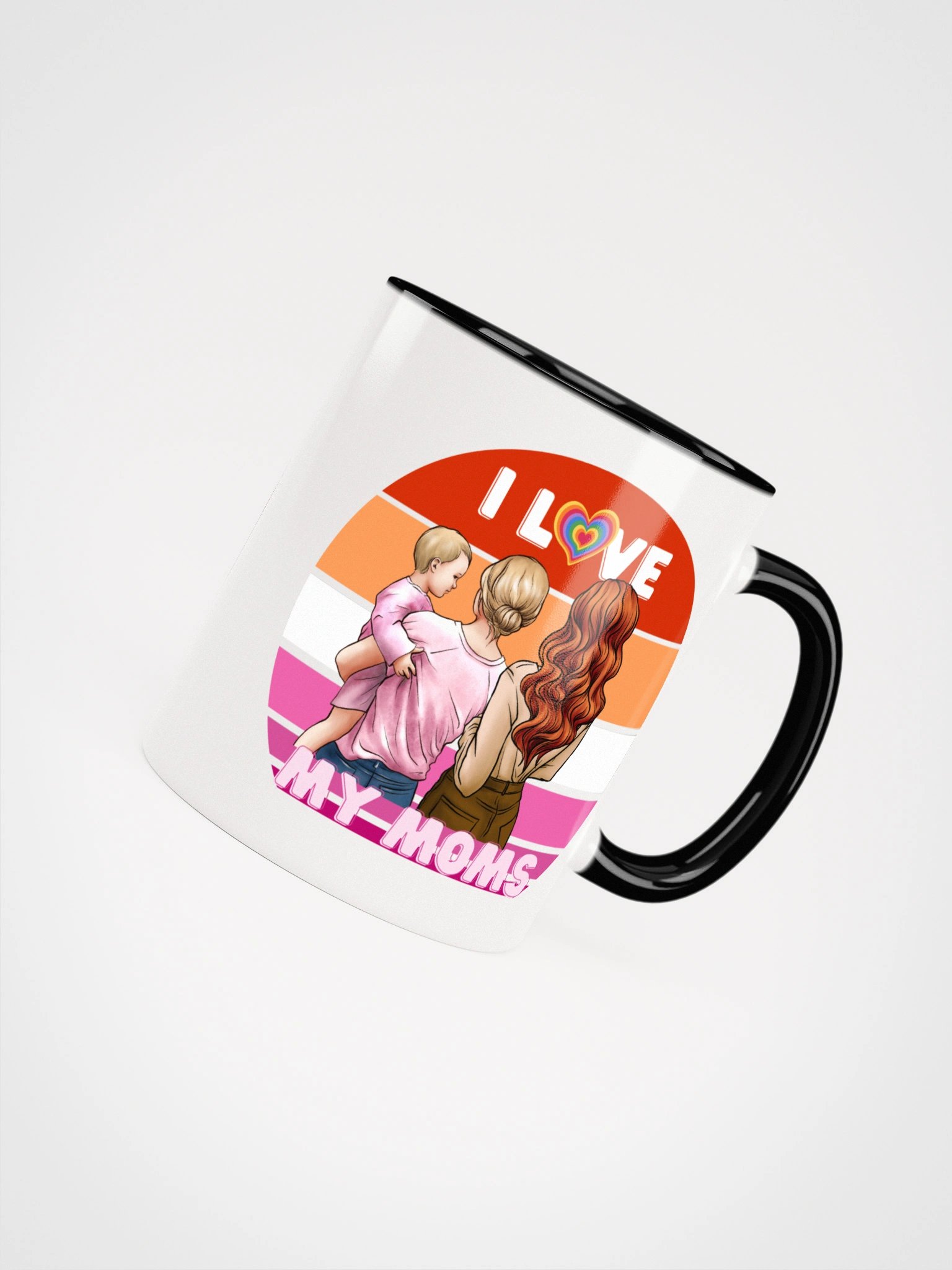 Cute I Love My Moms Queer Parent Design Ceramic Mug with Color product image (15)