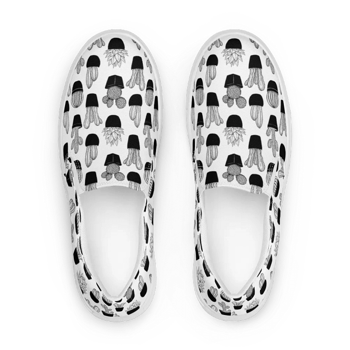 Line Art Cacti Pattern Women's Slip-On Canvas Shoes product image (2)