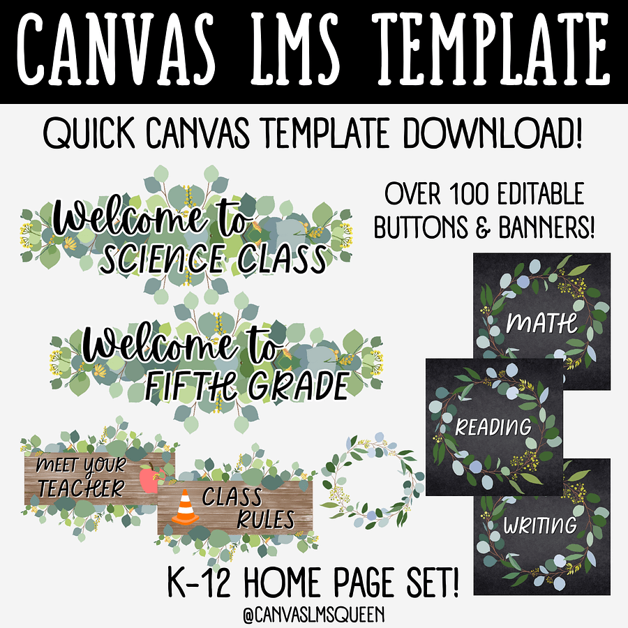 Canvas LMS Template - HOMEPAGE, BUTTONS & BANNERS - Eucalyptus - 100% Editable product image (2)