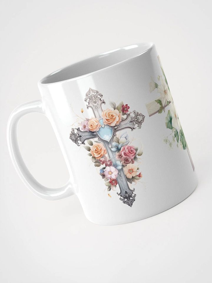 Floral Crosses White Glossy Mug product image (2)