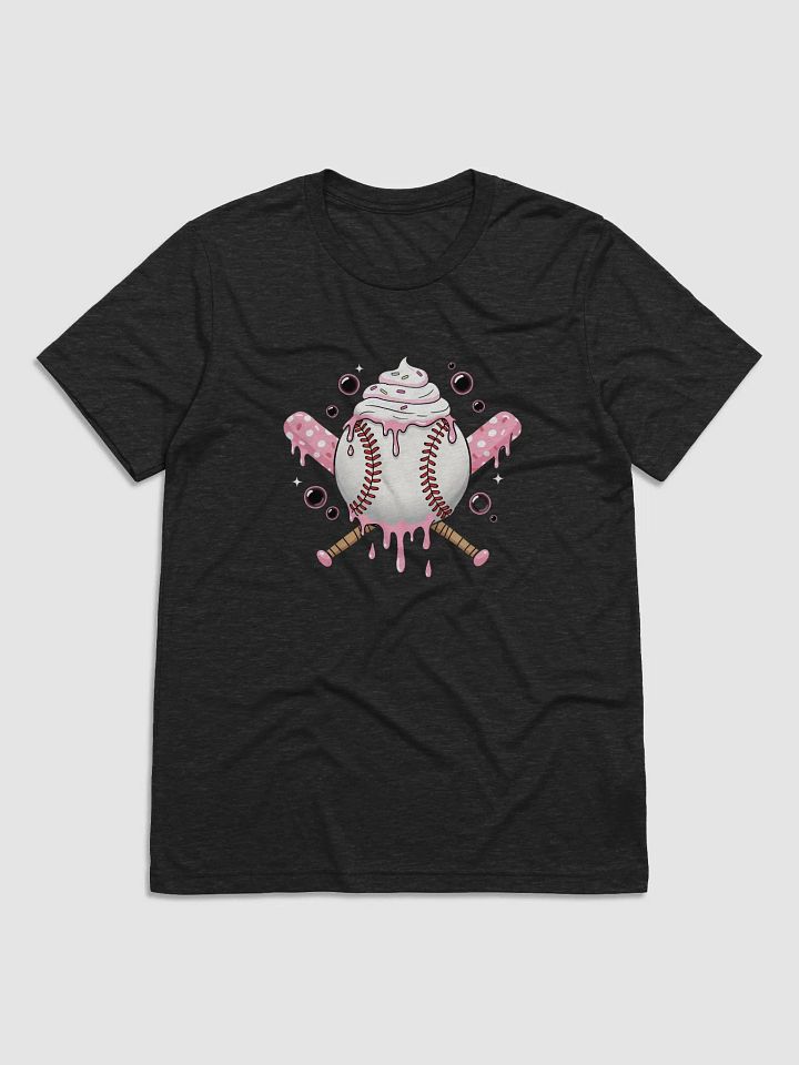 Sweet Softball Vibes T-Shirt – Cute Dripping Ice Cream Baseball & Pink Polka Dot Bats product image (1)