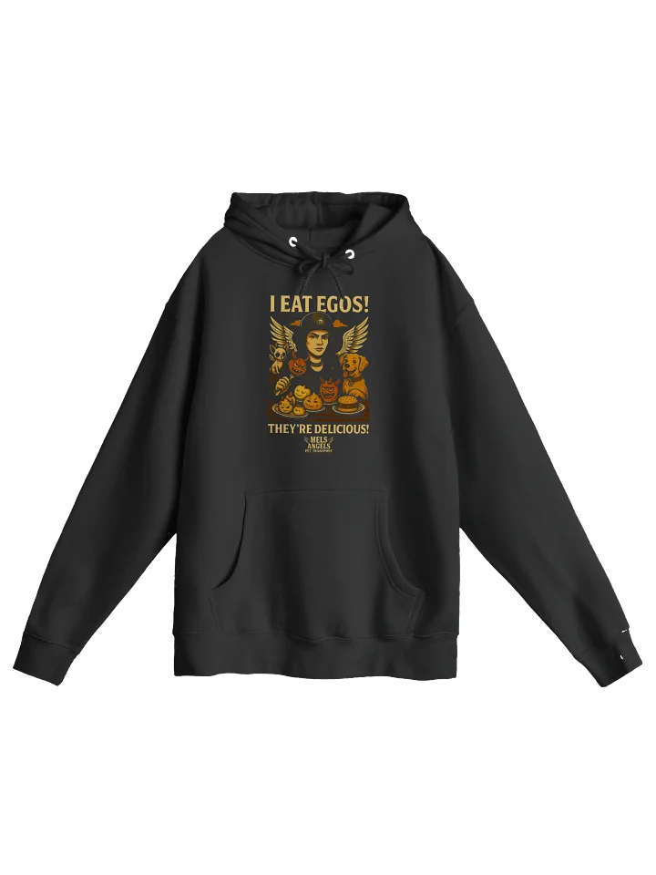 Mel’s Angels "I Eat Egos – They’re Delicious" Hoodie | Vintage Punk Rock Dog Lover Graphic Sweatshirt product image (1)