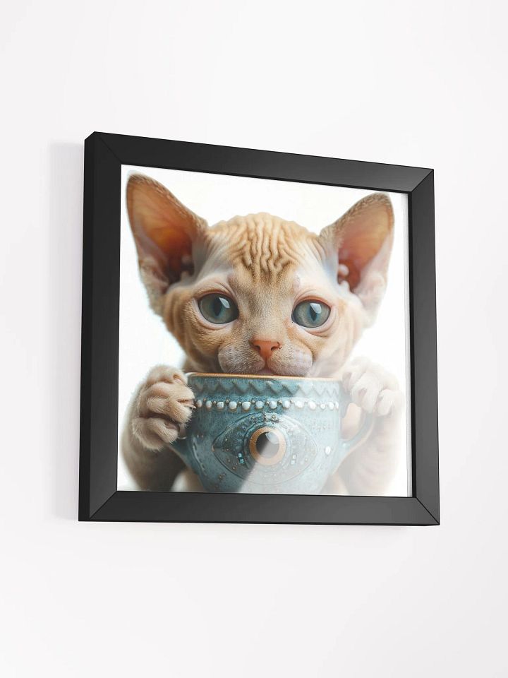 Coffee Lover Cute Hairless Sphynx Kitten Wall Art product image (2)