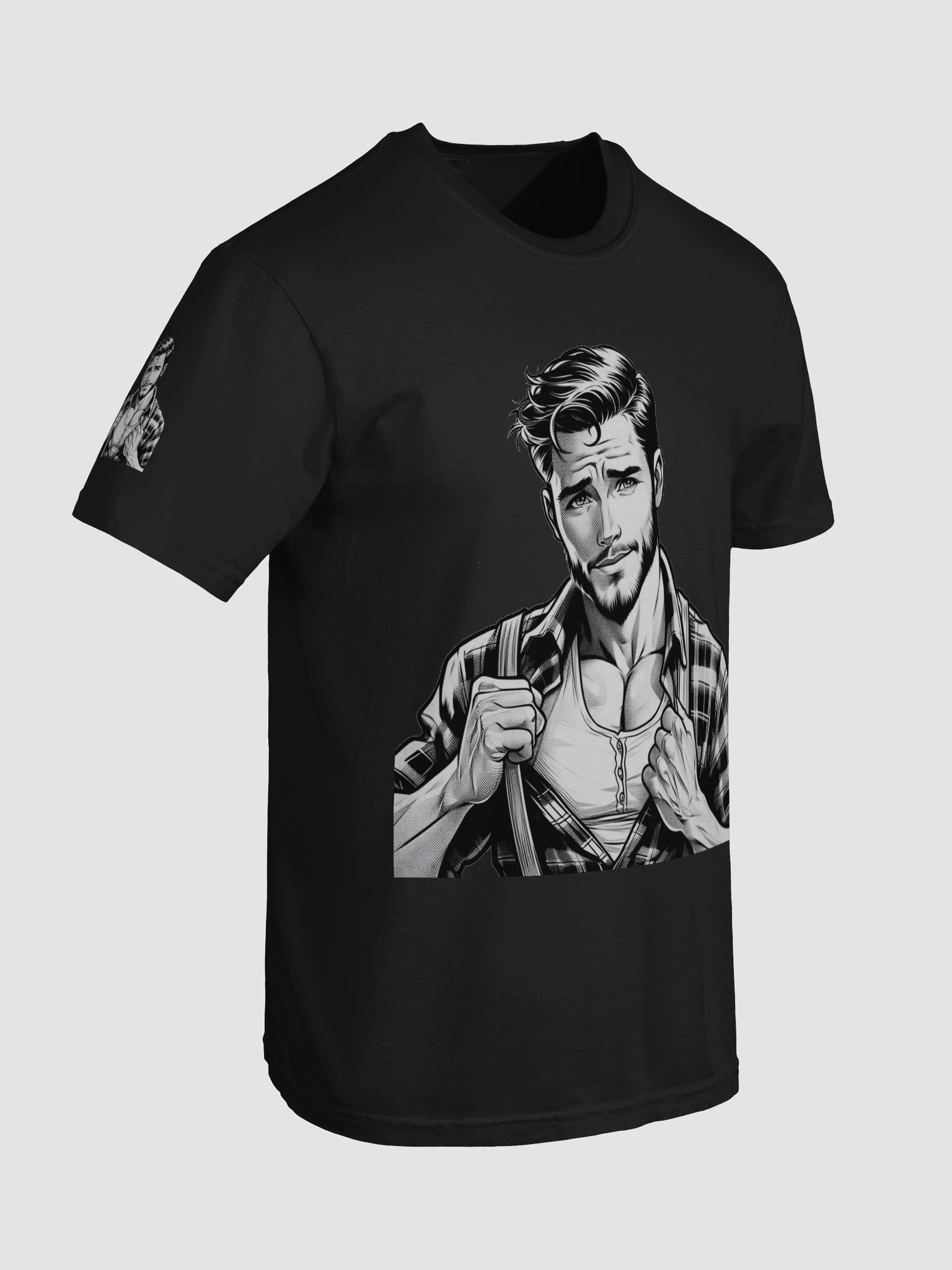Limited Time Offer Lucky DIP bonus! Gay Lumberjack Muscle Hunk Tom of Finland Tribute LGBTQ Gay Pride Color-In Graphic Design T Shirt. product image (8)