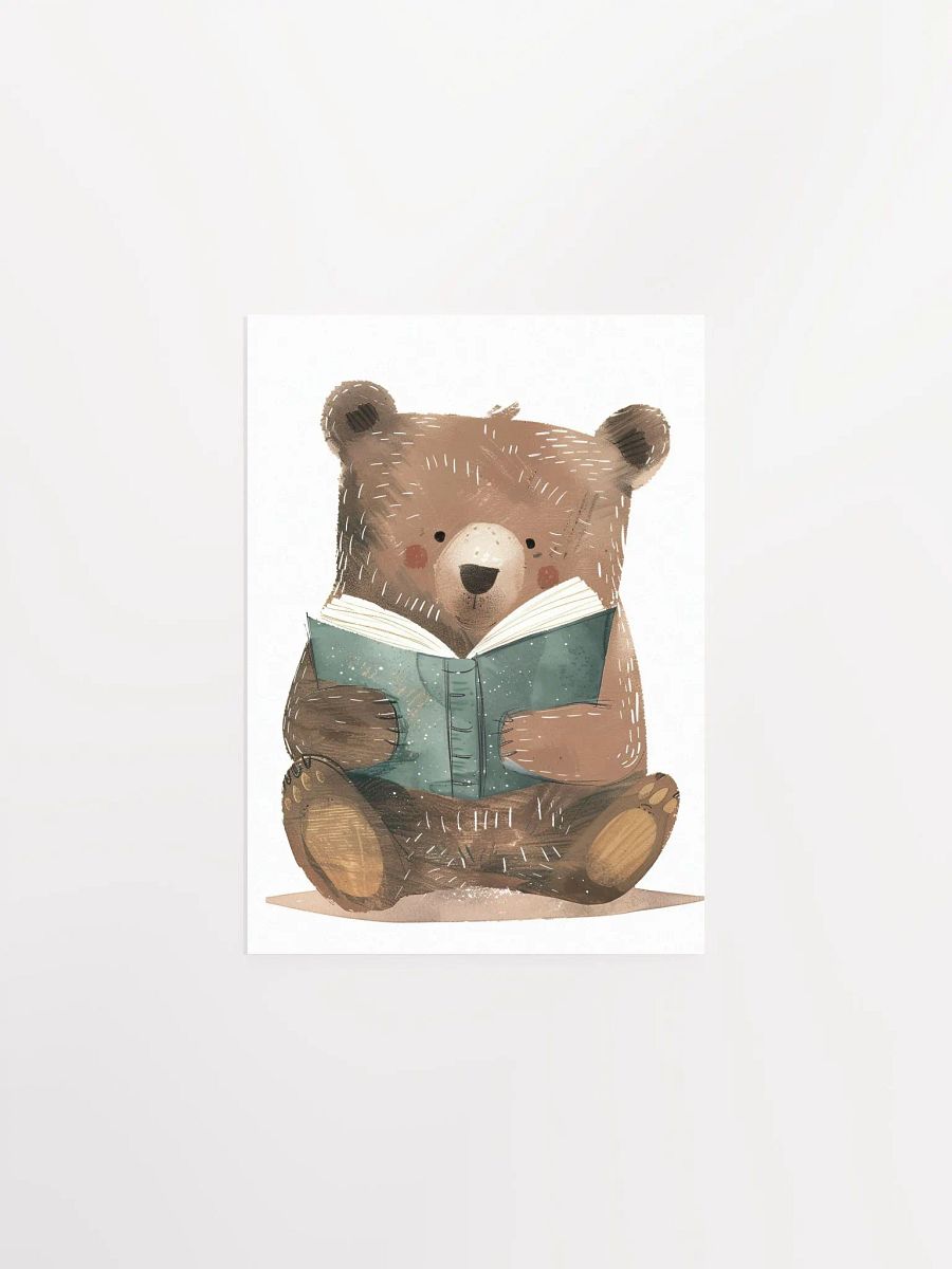 Cute Bear Reading a Book Watercolor Nursery Art Print product image (11)
