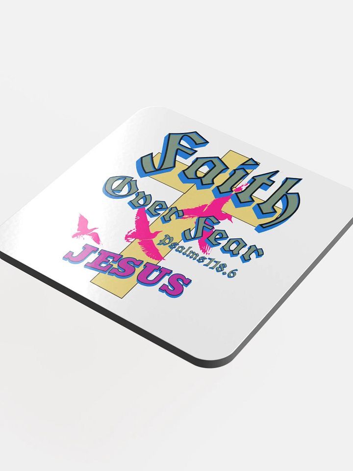Faith Over Fear Jesus Cross Glossed Coaster Set product image (1)