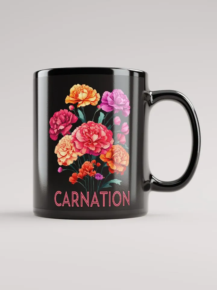 Floral Graphic | Black Coffee Mug | Carnation product image (2)