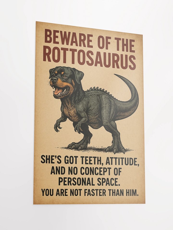 Beware of the Rottosaurus WARNING POSTER (SHE VERSION) product image (4)