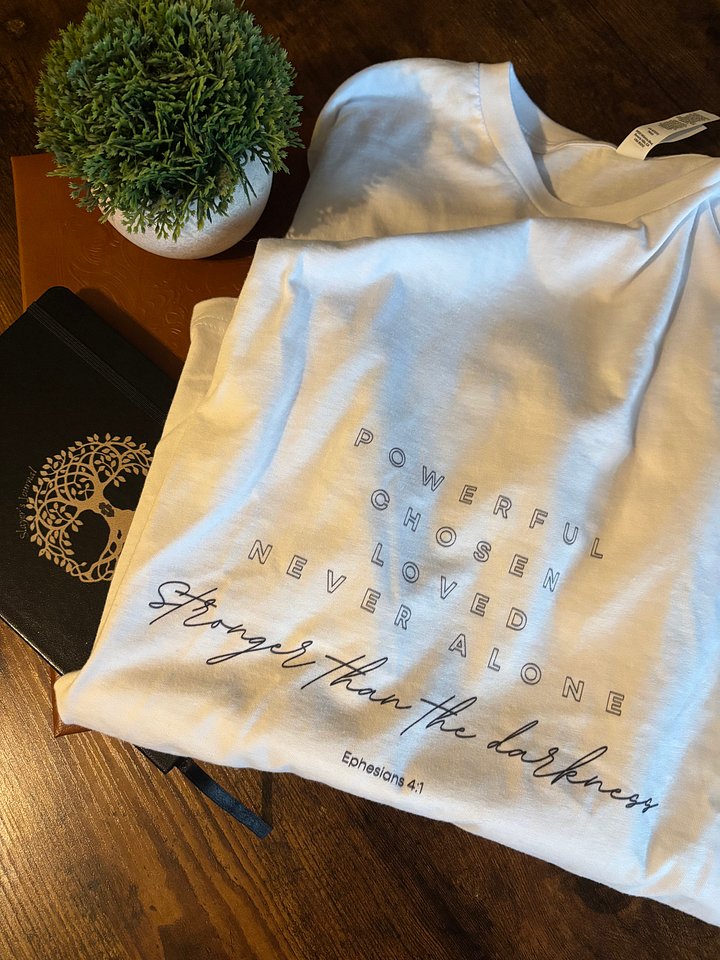 "Stronger than the darkness" Long Sleeve Tee (White) product image (1)