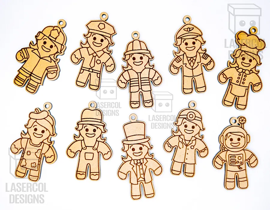 Gingerbread Cookies Christmas Ornaments Set 4 - Laser Cut Files product image (5)