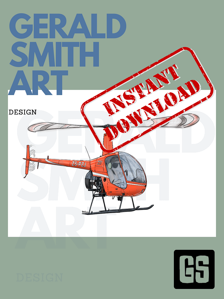 Robinson R22 Digital Printable Aviation Art with White Background Perfect Gift for Pilots & Enthusiasts product image (1)