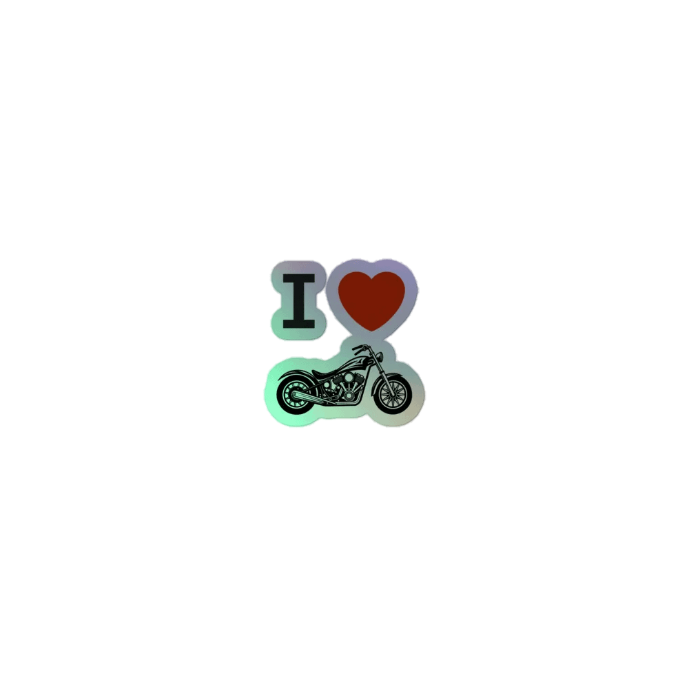 I Love Motorcycle Holographic Sticker product image (1)