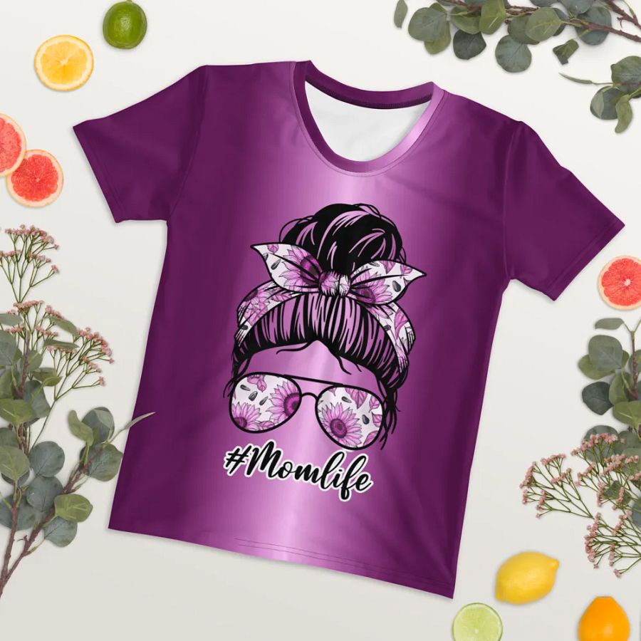 Messy Bun Mom Life All Over Print t-shirt product image (7)