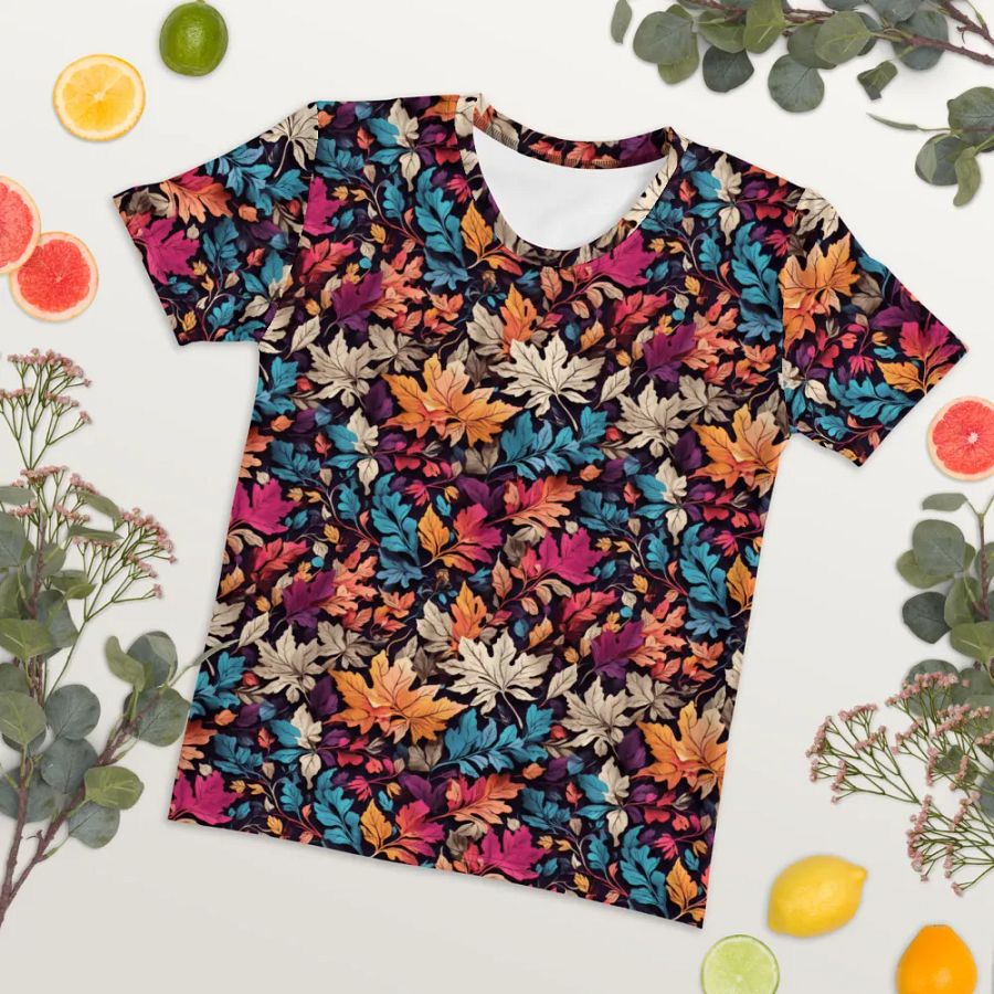 Leaf Pattern All Over Print T-shirt product image (7)