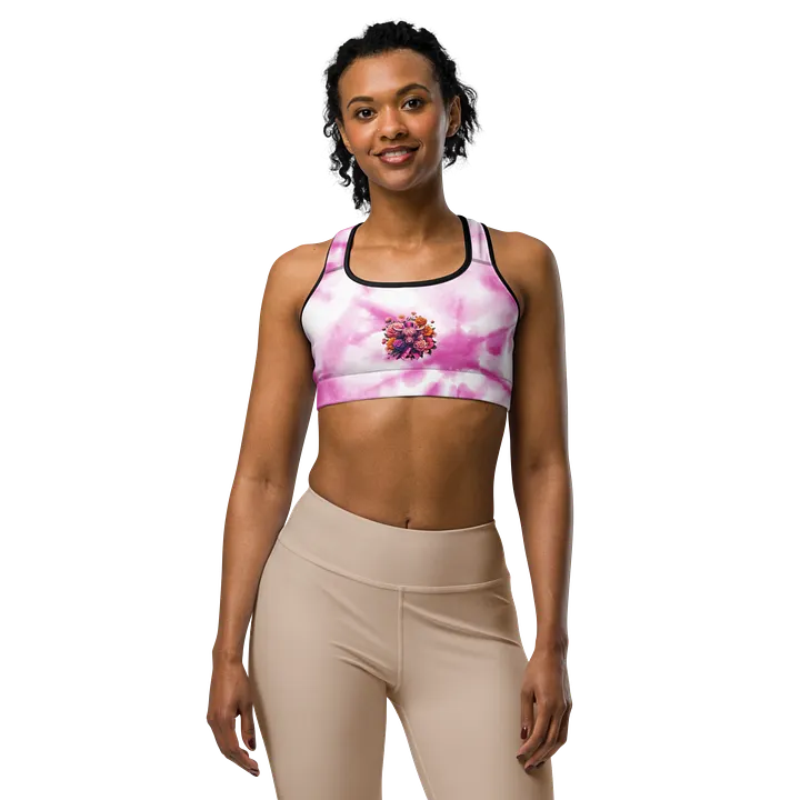 Highland Cow Blooms Breast Cancer Awareness Sports Bra product image (1)