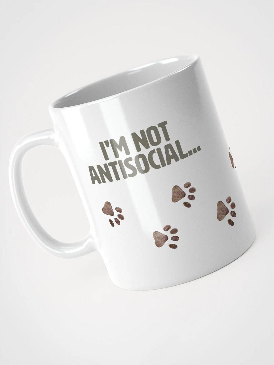 Cat Chat: "I'm not antisocial. I'm just allergic to people nonsense." White glossy mug product image (5)