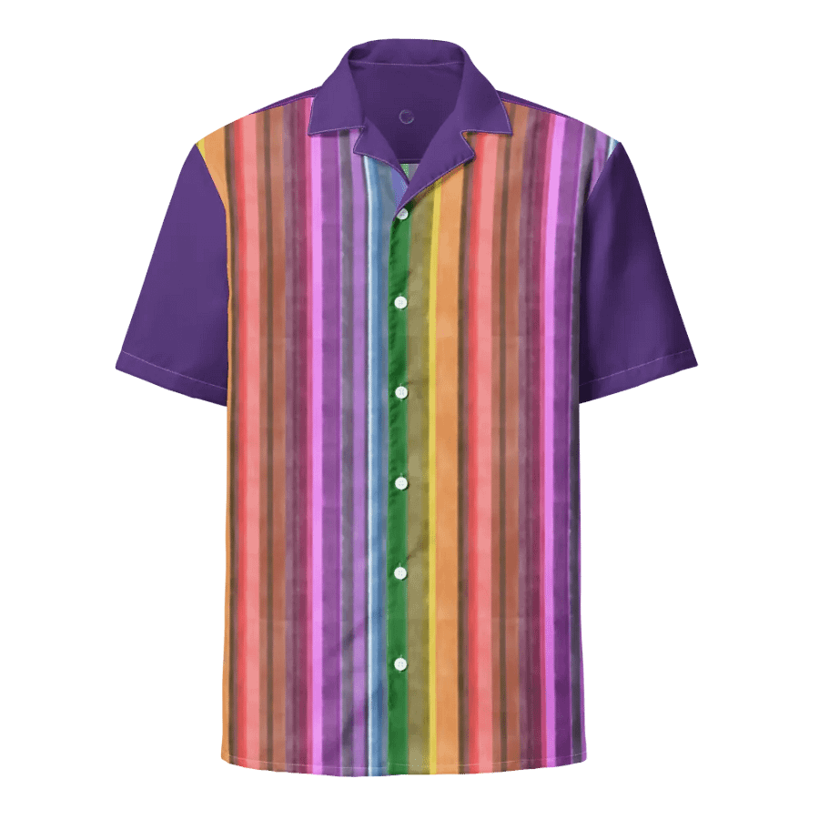 Cool Gouache Striped Unisex Hawaiian Button Shirt product image (4)
