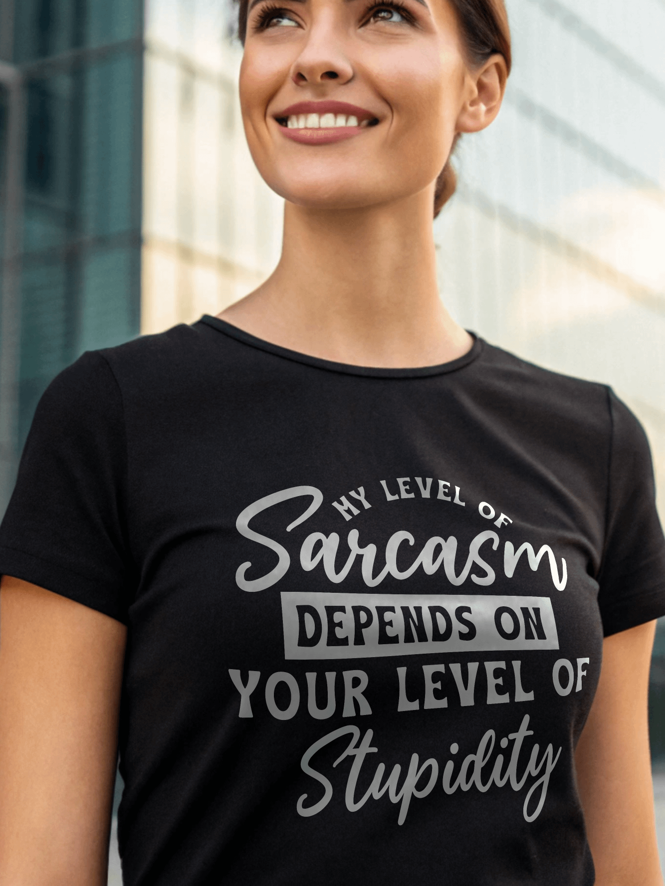My Level Of Sarcasm Depends On Your Women's Black T-Shirt product image (1)