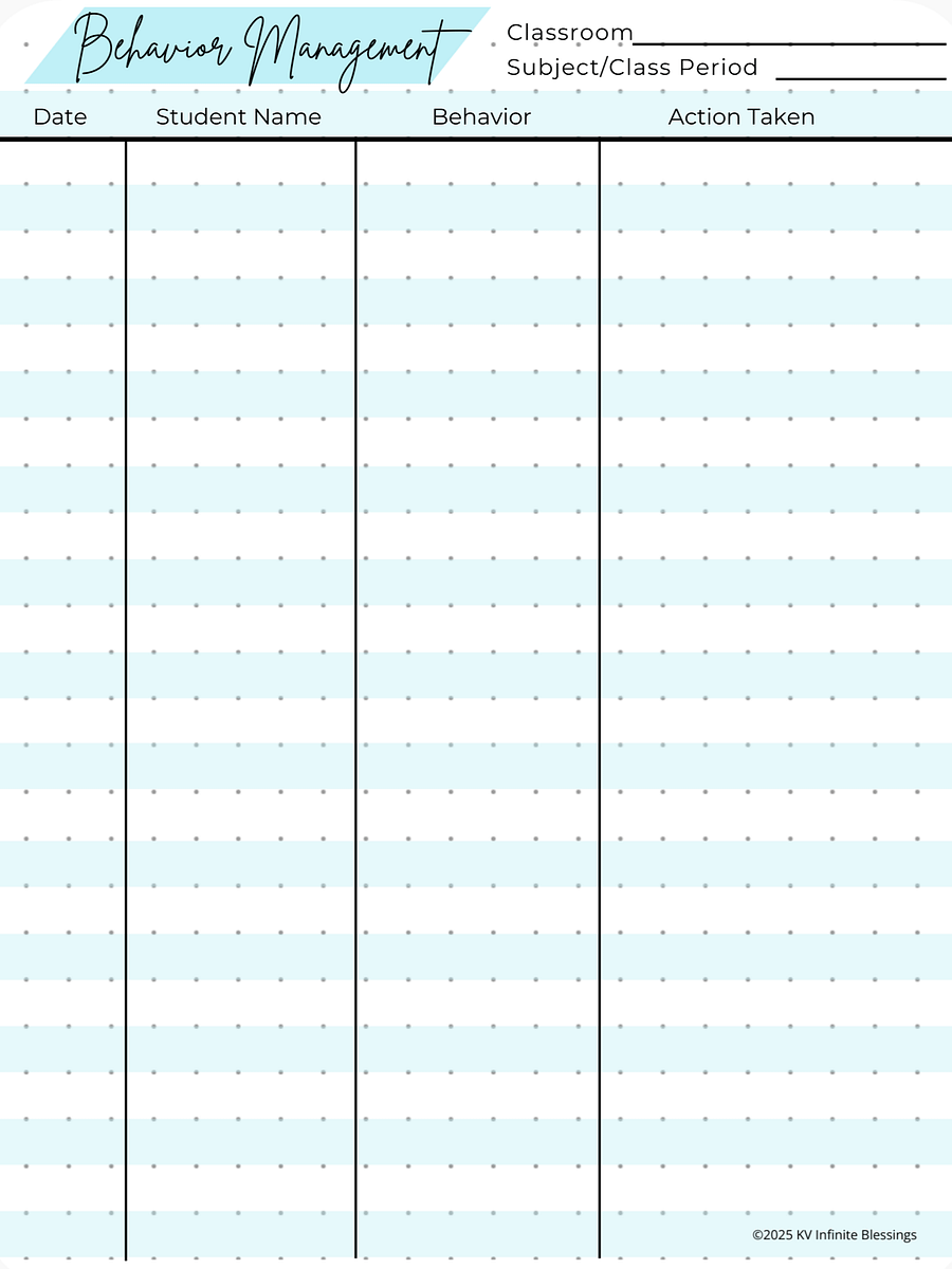 Student Observation & Class Behavior Log | Digital & Printable Bullet Journal Layout for Educators product image (3)