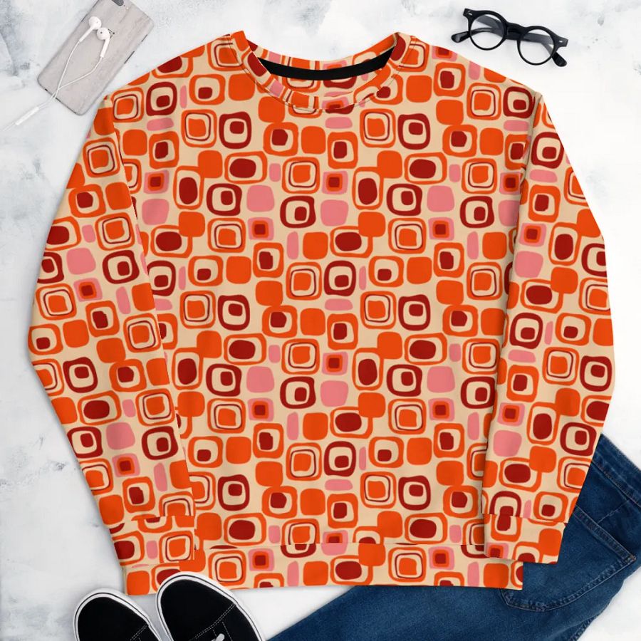 Mid-Century Pattern Orange Sweatshirt product image (9)