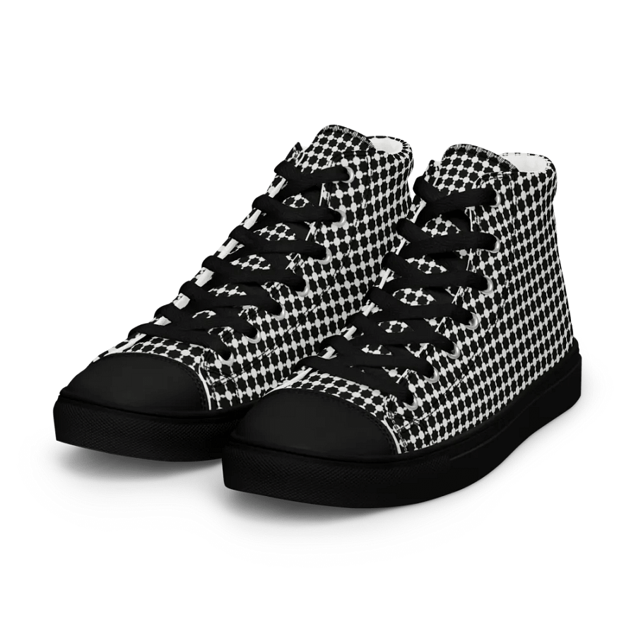 Abstract Black and White Chain Design Men's Canvas Shoe High Tops product image (2)