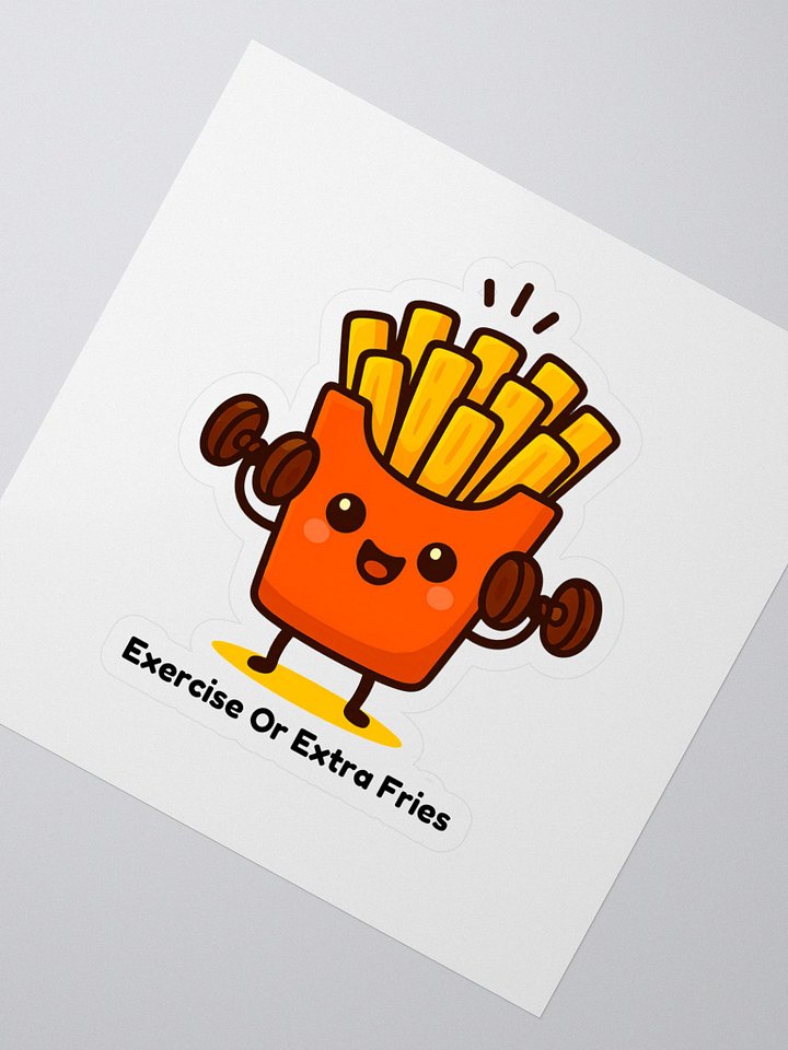 "Exercise Or Extra Fries" Cute Funny French Fries Sticker product image (2)