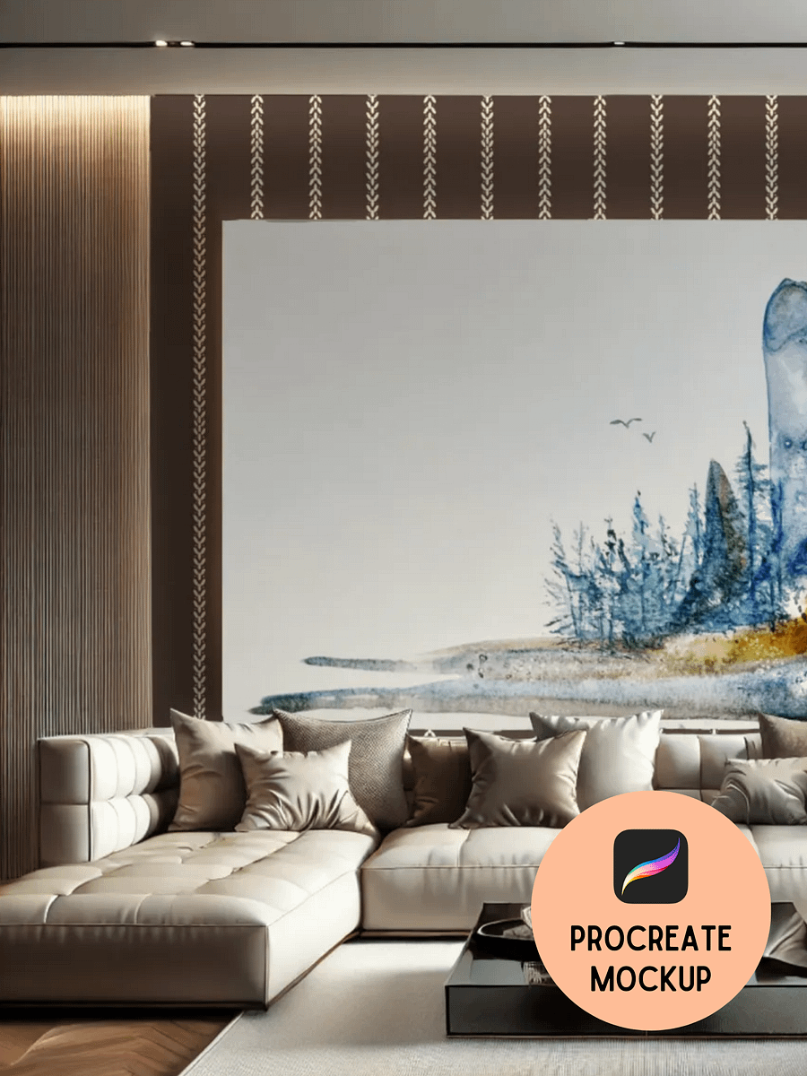 Procreate Mockup – Elegant Living Room Scene for Wallpaper & Art Prints + Business Guide |MaddaMom 250201) product image (2)