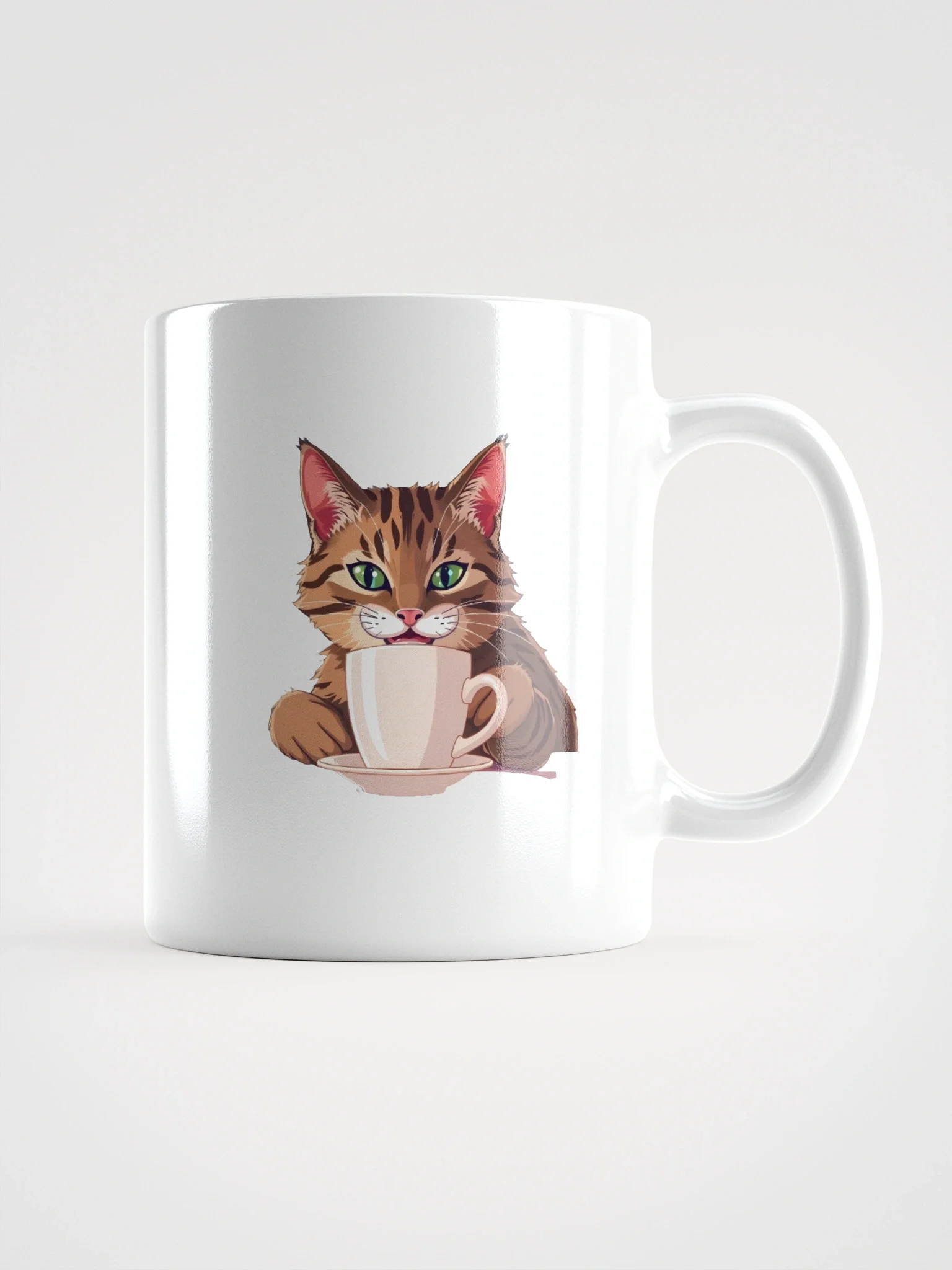 White Glossy Mug-Caffeine Cat product image (4)