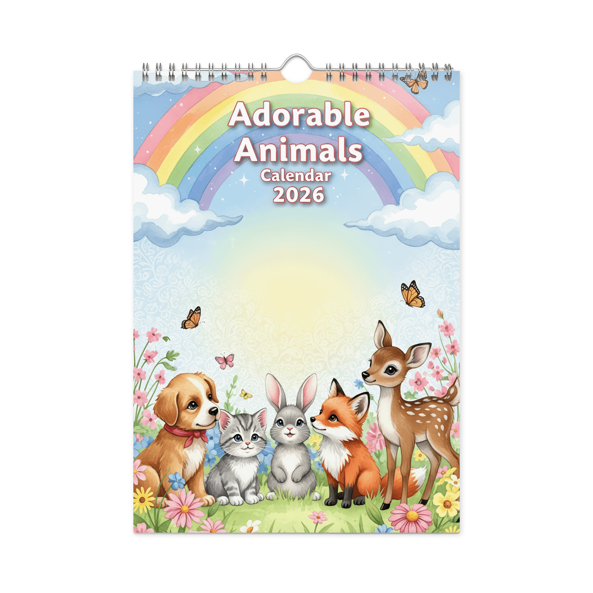 Adorable Animals Wall Calendar 2026 – Heartwarming Watercolor Illustrations of Cute Wildlife product image (3)