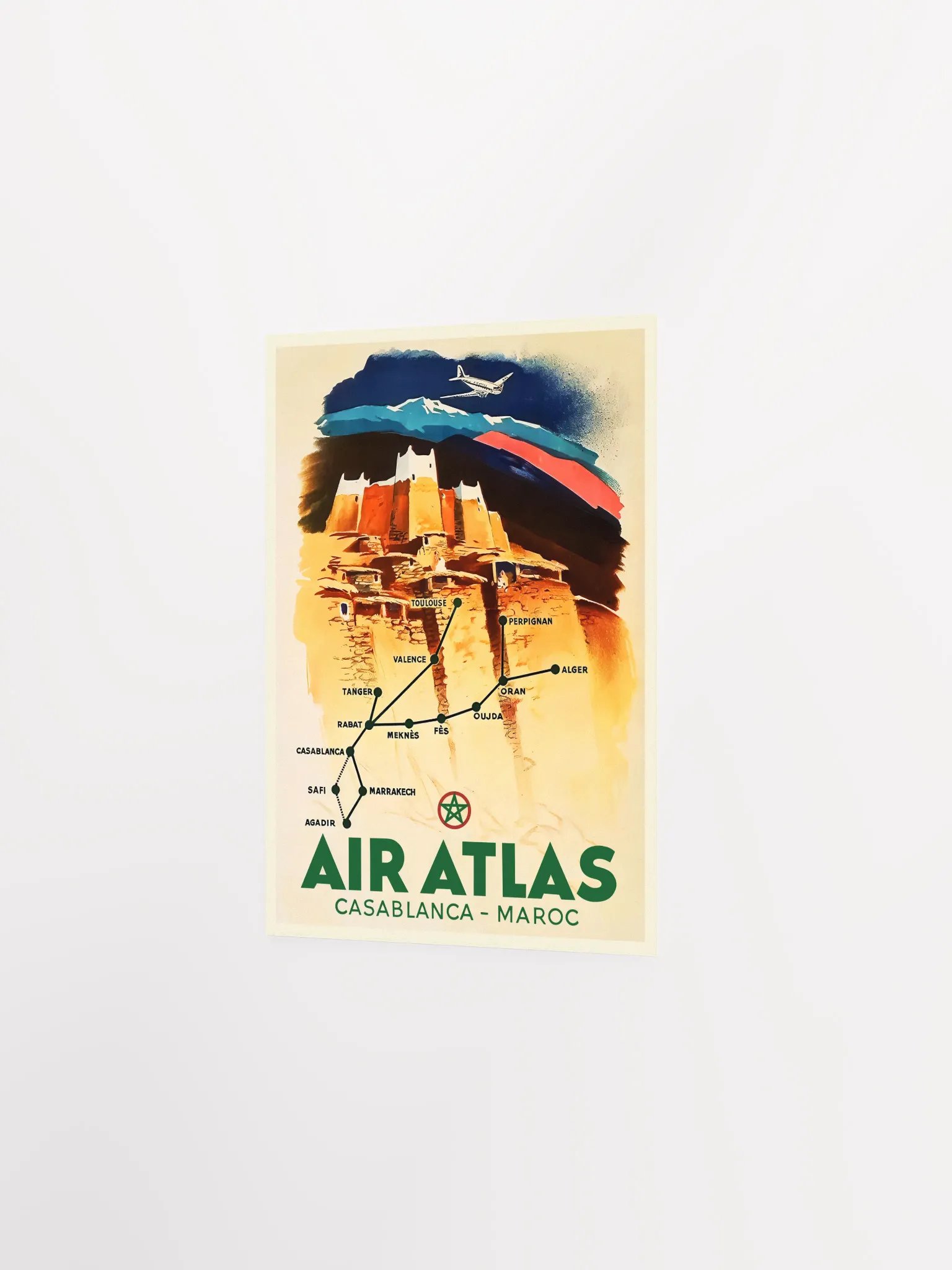Morocco, Air Atlas, 1950s — retro travel poster, vintage travel print product image (8)