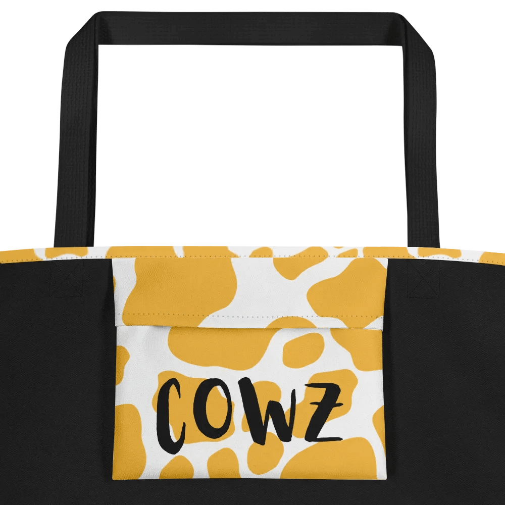 Cow Print Tote bag with Pocket - Yellow product image (2)