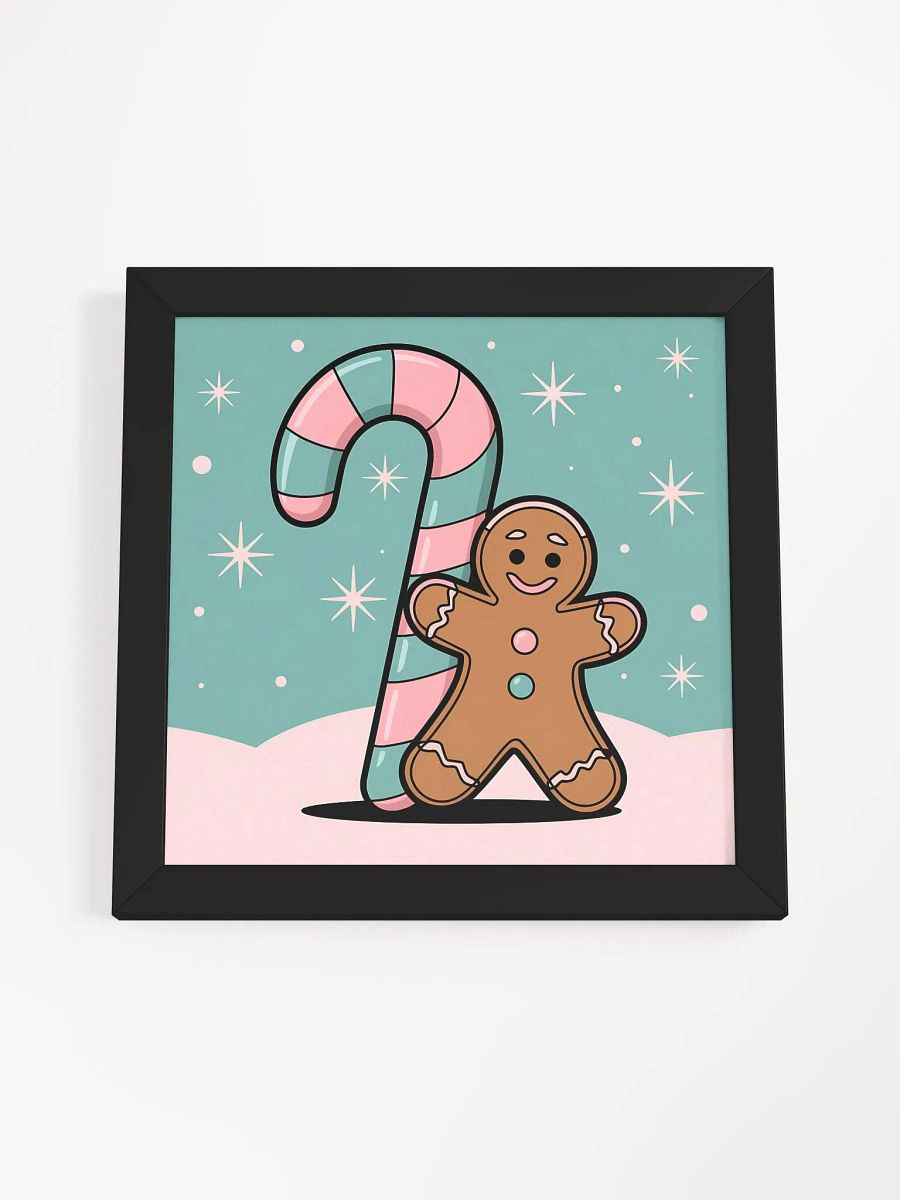 Festive Candy Cane and Gingerbread Man Framed Matte Poster product image (10)