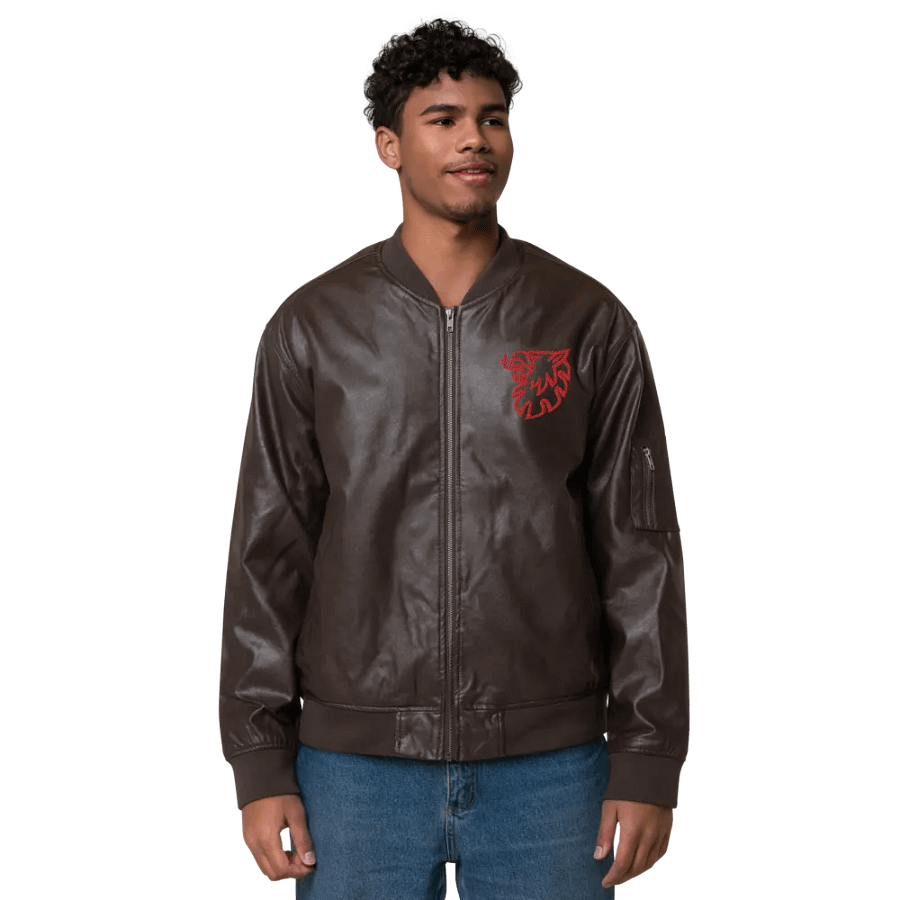 Faux Leather Bomber Jacket by Threadfast Apparel 395J/Grip Red product image (13)