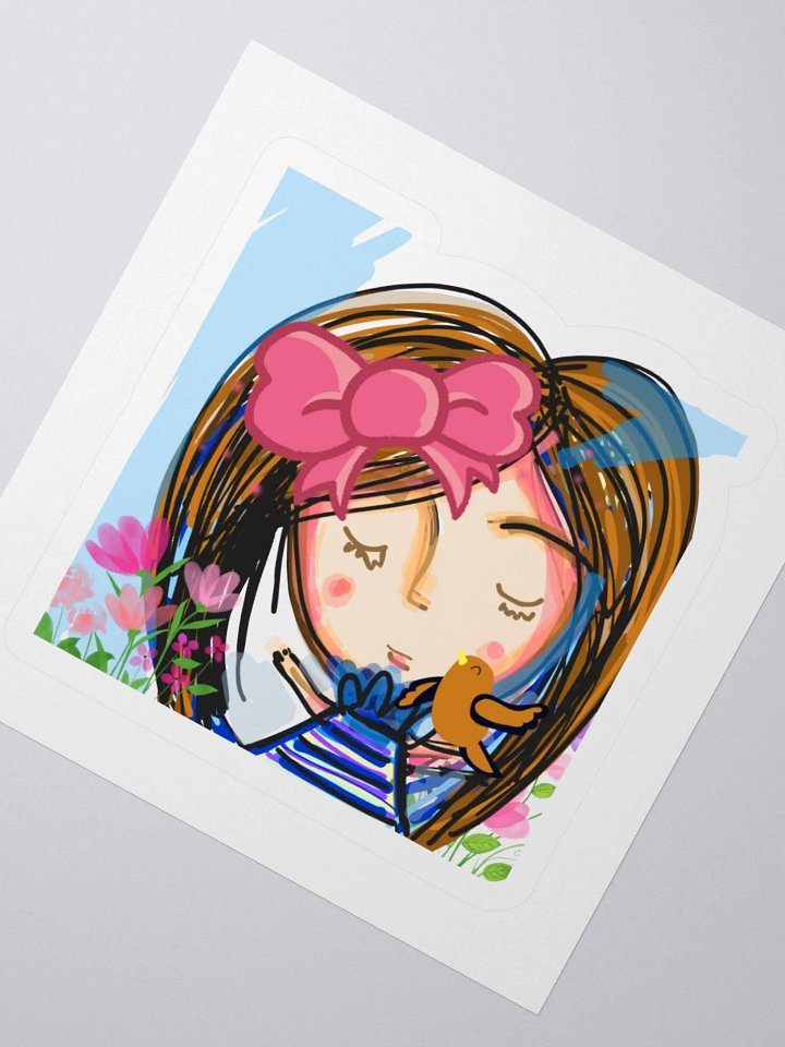 Whimsical Girl and Bird Kiss Cut Stickers product image (2)